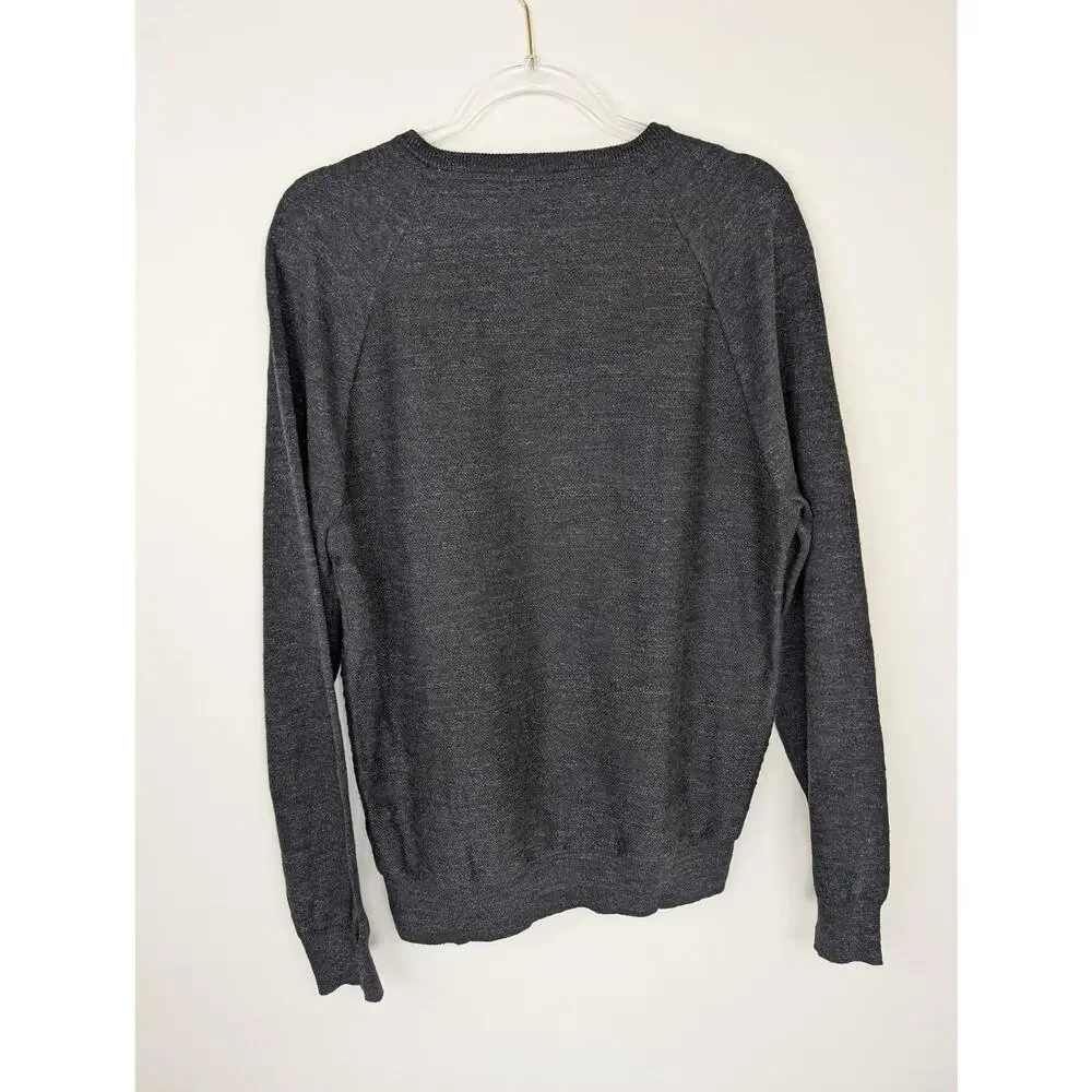 J.Crew Sweater Mens Medium Gray Cotton Henley Long Sleeve Casual Classic Knit